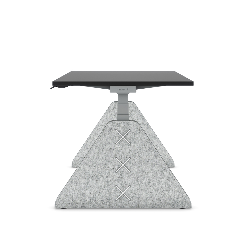 Höhenverstellbarer Schreibtisch Masterlift® Flex Akustix®-Edition, Trapez Hellgrau, Schwarz Dekor/Silber 180x80