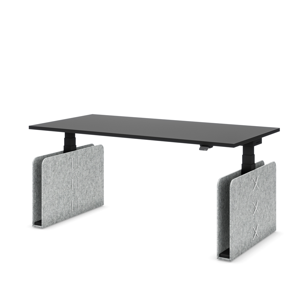 Masterlift Flex höhenverstellbarer Schreibtisch quadratisch Filz Edition Rechteck Hellgrau Schwarz/Schwarz