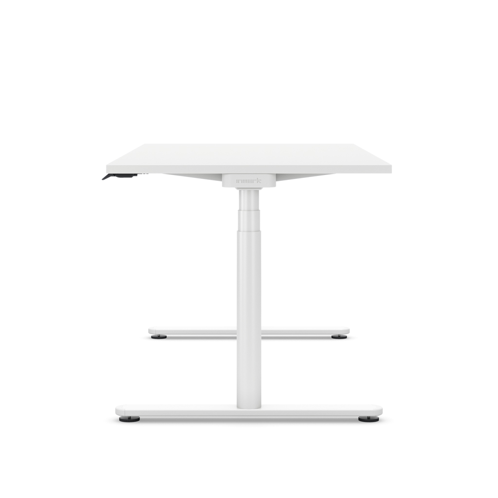 Höhenverstellbarer Schreibtisch Masterlift® Flex Basic rund, Weiss/Weiss 140x80