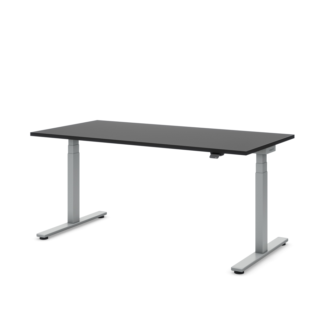 Masterlift Flex höhenverstellbarer Schreibtisch T-Fuß rechteckig Schwarz Dekor/Silber 200x80