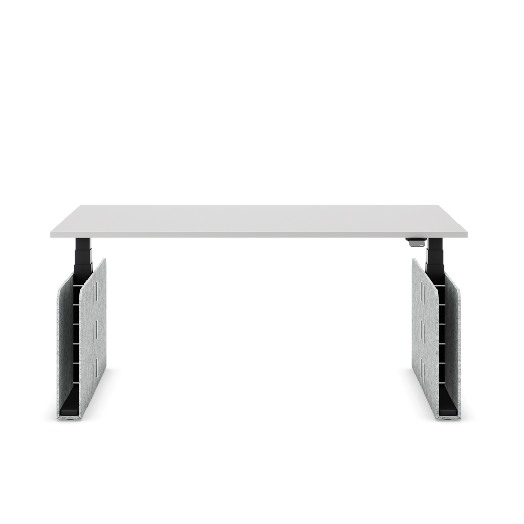 Höhenverstellbarer Schreibtisch Masterlift® Flex Akustix®-Edition, Rechteck Hellgrau, Lichtgrau Dekor/Schwarz 180x80