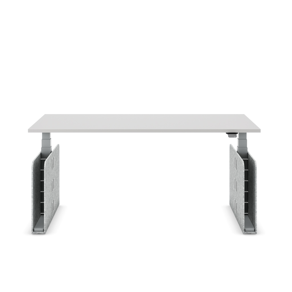Höhenverstellbarer Schreibtisch Masterlift® Flex Akustix®-Edition, Rechteck Hellgrau, Lichtgrau Dekor/Silber 180x80