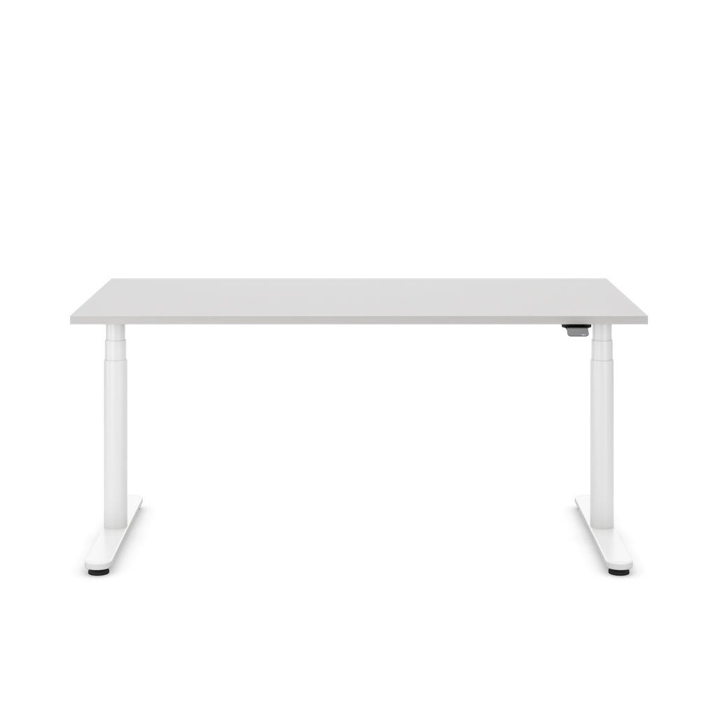Höhenverstellbarer Schreibtisch Masterlift® Flex Basic rund, Lichtgrau/Weiss 160x80