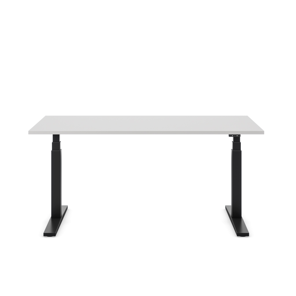 Höhenverstellbarer Schreibtisch Imperio® Lift Q2 Lichtgrau Dekor/ Schwarz 180x80