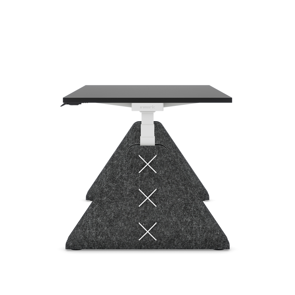 Höhenverstellbarer Schreibtisch Masterlift® Flex Akustix®-Edition, Trapez Dunkelgrau, Schwarz Dekor/Weiss 180x80