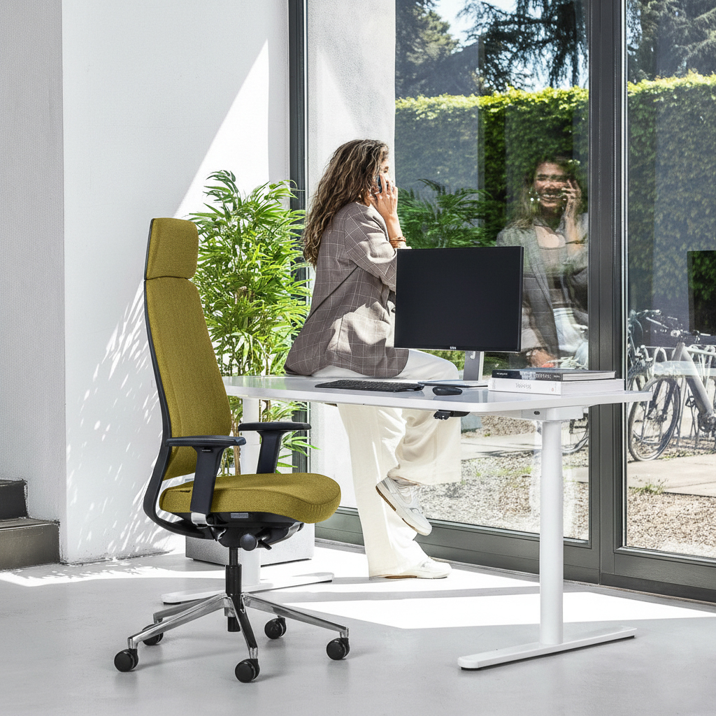 Teamo® Plush Plus - Ergonomischer Bürostuhl mit Kopfstütze, Vollpolster, Schwarz/Grün