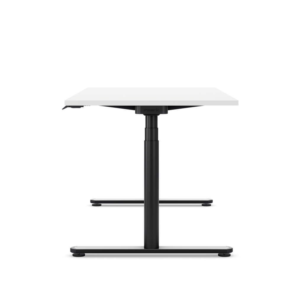 Höhenverstellbarer Schreibtisch Masterlift® Flex Basic rund, Weiss/Schwarz 140x80
