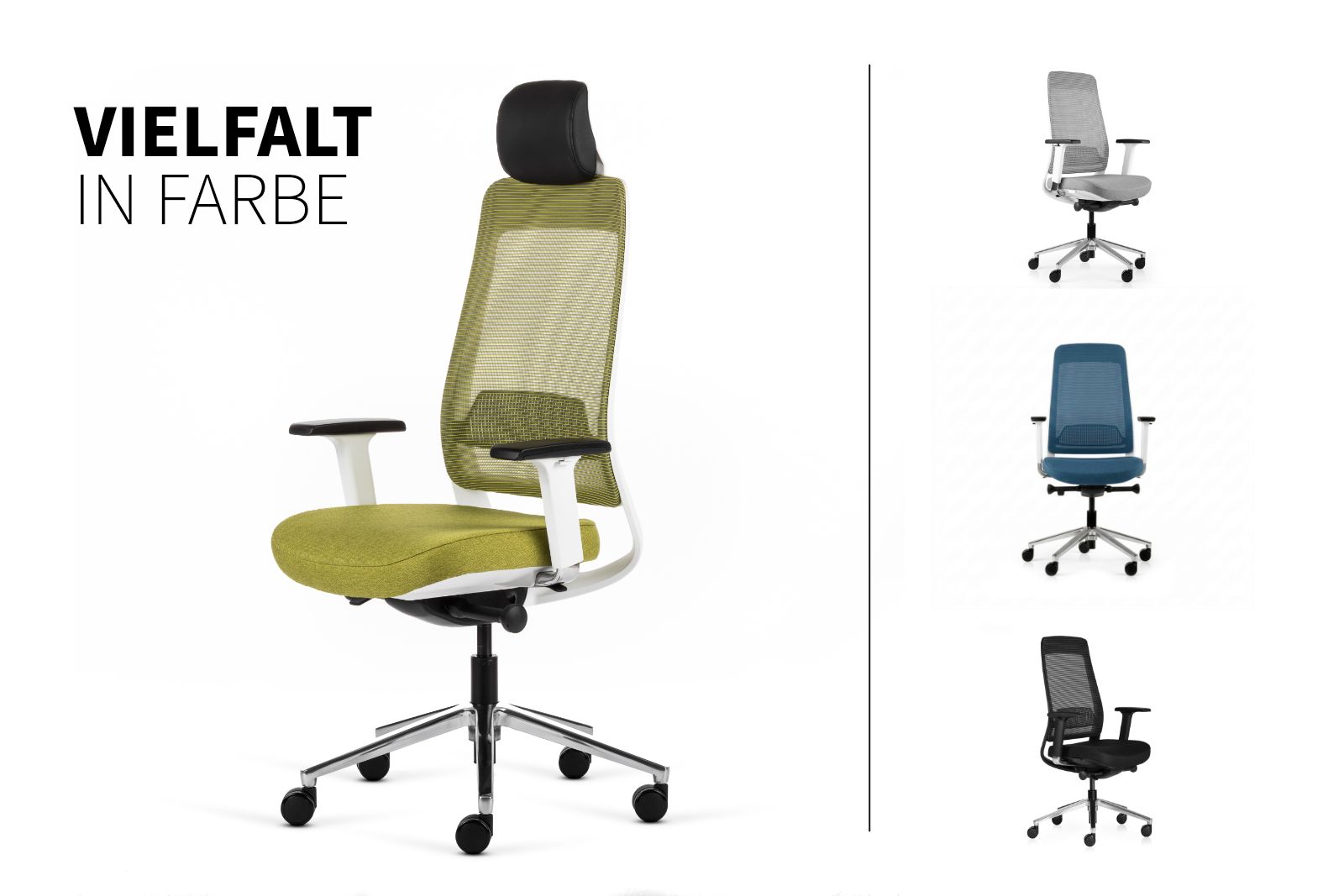 Inwerk Teamo® Original Plus - Bürostuhl mit Kopfstütze, Weiß/Grün