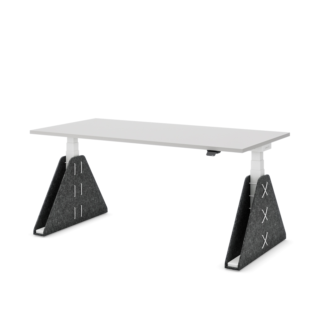 Masterlift Flex höhenverstellbarer Schreibtisch quadratisch Filz Edition Trapez Dunkelgrau Lichtgrau Dekor/Weiß 180x80