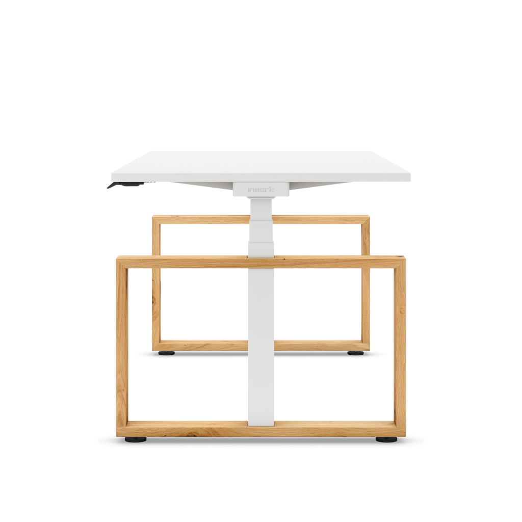 Höhenverstellbarer Schreibtisch Masterlift® Flex Loop-Edition, Holz Rechteck, Weiss Dekor/Weiss 140x80