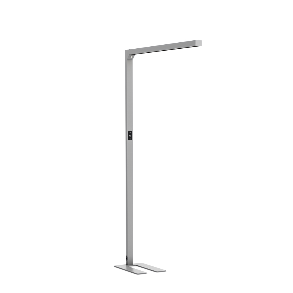 LED Büro Stehleuchte Lumer® Slim, blendfrei, Sensor, Dimmer Silber