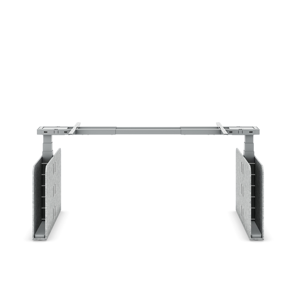 Masterlift® Flex höhenv. Schreibtisch-Gestell quadratisch Filz Edition Rechteck Hellgrau Silber