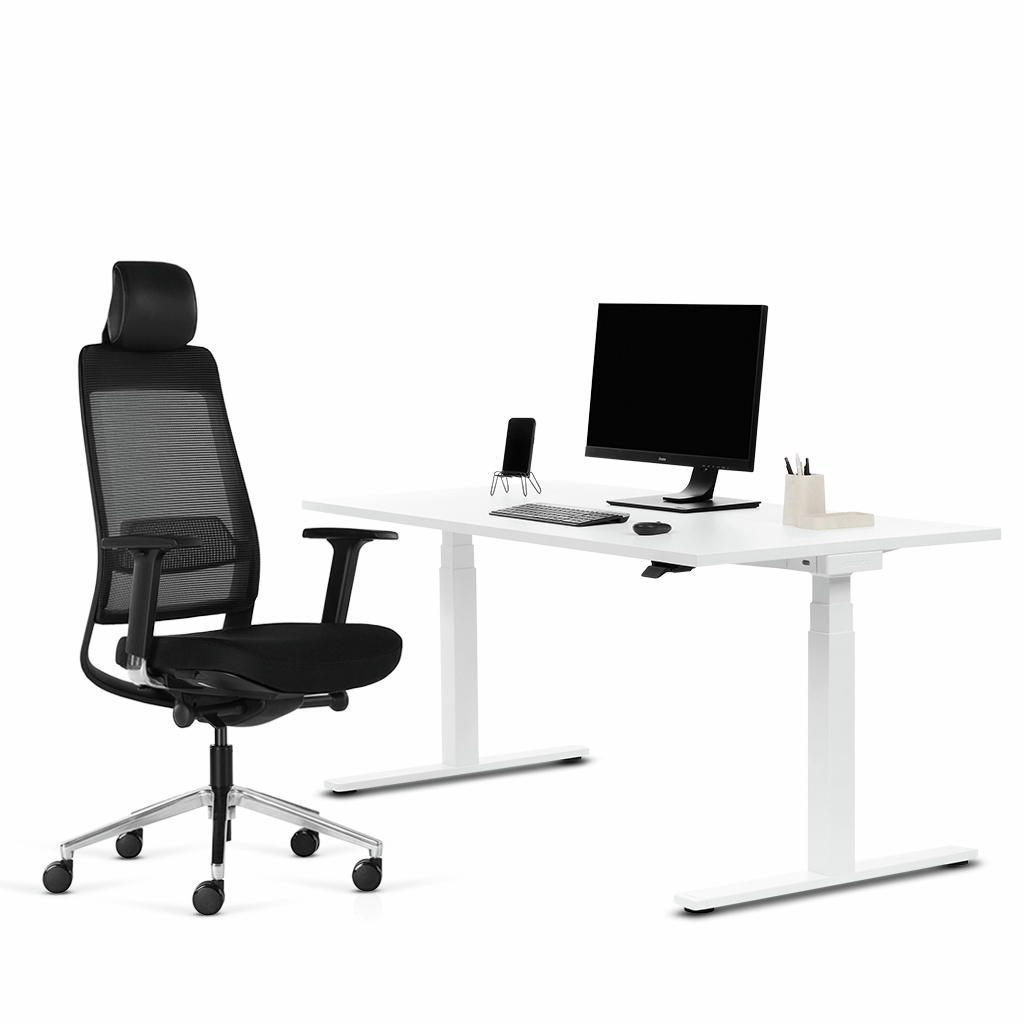 Inwerk Teamo® Original Plus - Bürostuhl mit Kopfstütze, Schwarz