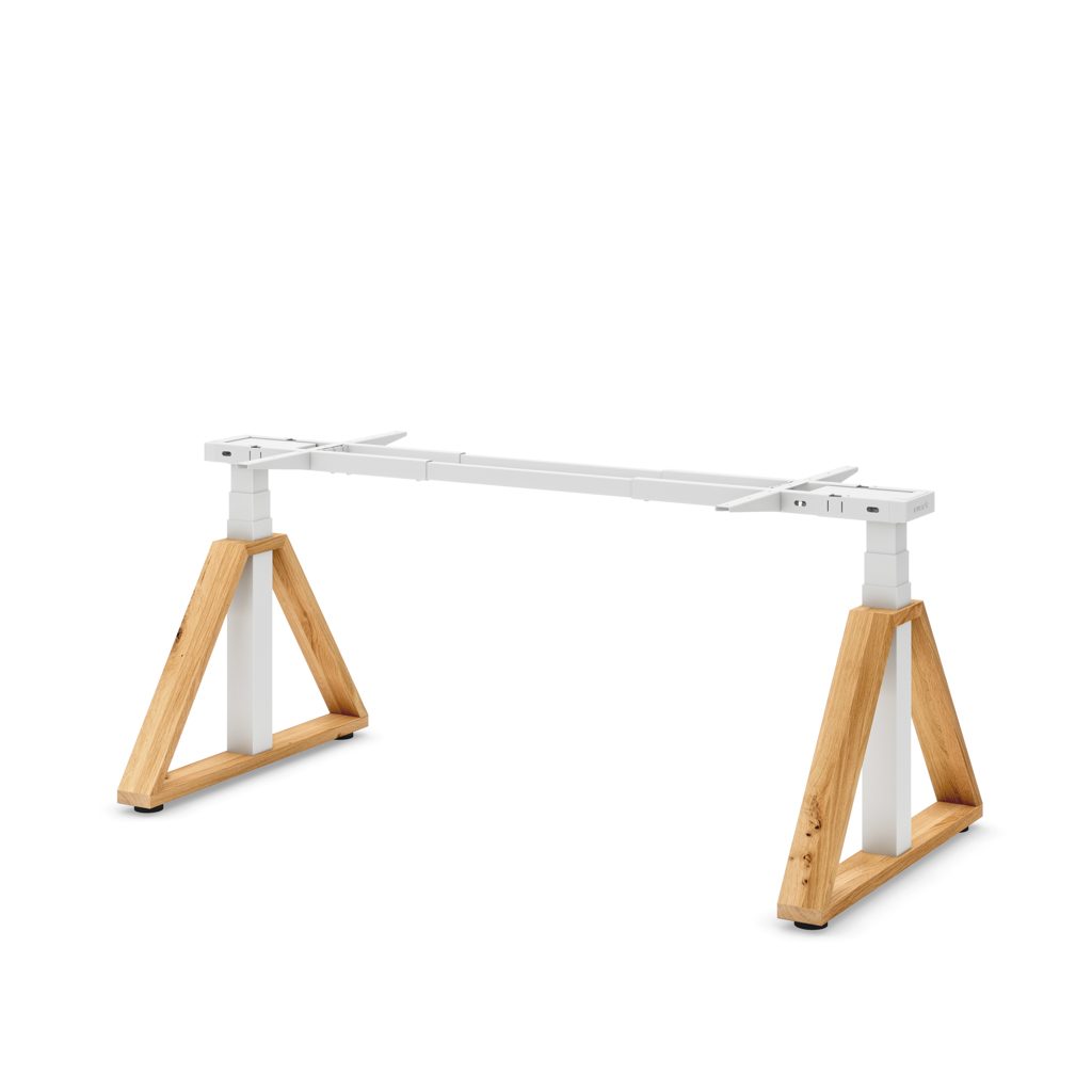Masterlift Flex höhenv. Schreibtisch-Gestell Loop Holz Edition Trapez Weiss