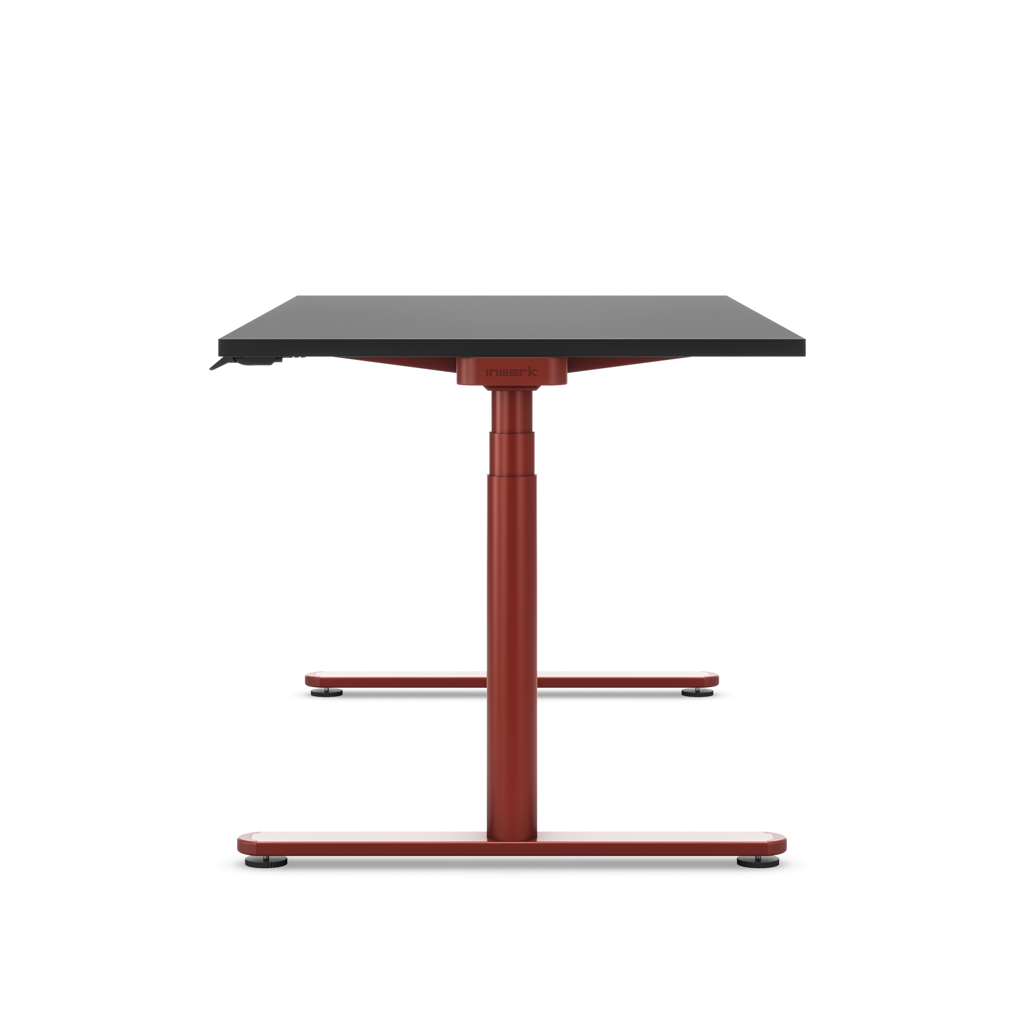 Höhenverstellbarer Schreibtisch Masterlift® Flex Basic rund, Schwarz/Braunrot 180x80