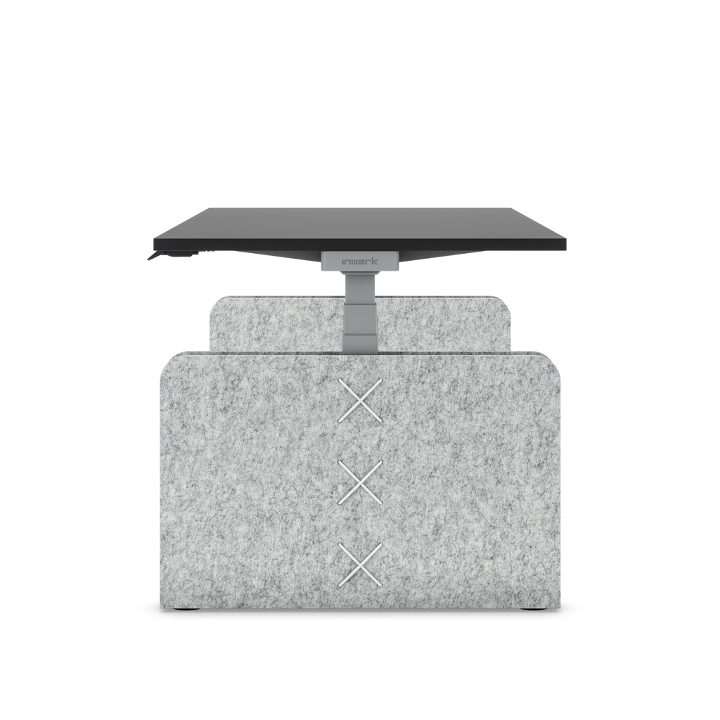 Höhenverstellbarer Schreibtisch Masterlift® Flex Akustix®-Edition, Rechteck Hellgrau, Schwarz Dekor/Silber 180x80