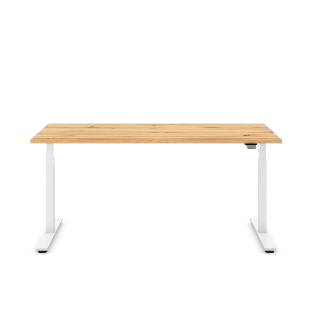 Höhenverstellbarer Schreibtisch Masterlift® Flex Light, Eiche Massivholz/Weiss 180x80