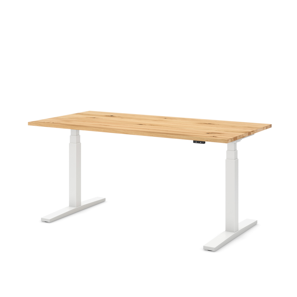 Höhenverstellbarer Schreibtisch Imperio® Lift Q2 Eiche Massivholz/Weiss 180x80