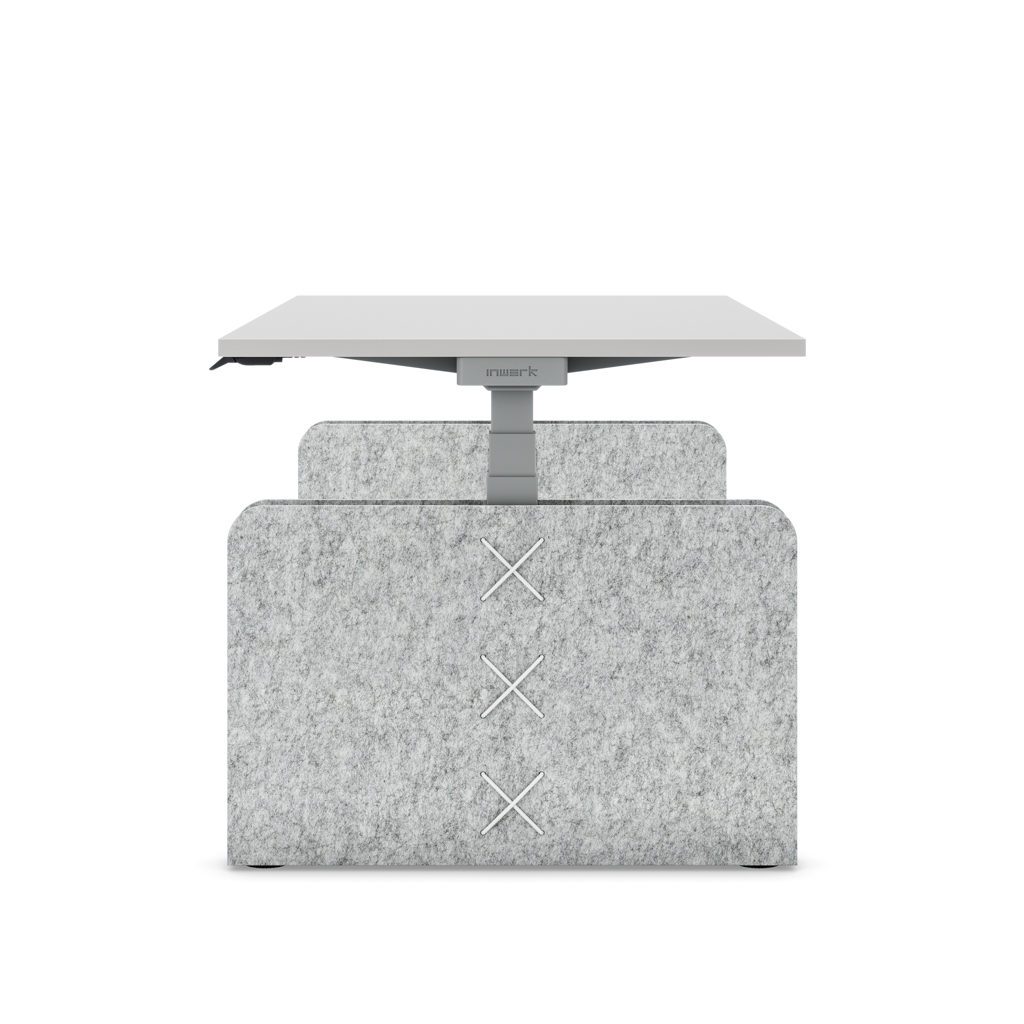 Höhenverstellbarer Schreibtisch Masterlift® Flex Akustix®-Edition, Rechteck Hellgrau, Lichtgrau Dekor/Silber 180x80