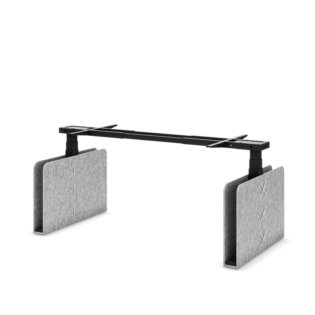 Masterlift® Flex höhenv. Schreibtisch-Gestell quadratisch Filz Edition Rechteck Hellgrau Schwarz