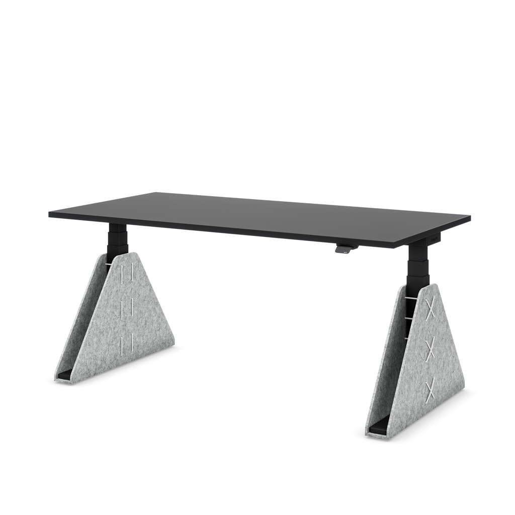 Masterlift Flex höhenverstellbarer Schreibtisch quadratisch Filz Edition Trapez Hellgrau Schwarz Dekor/Schwarz 200x80