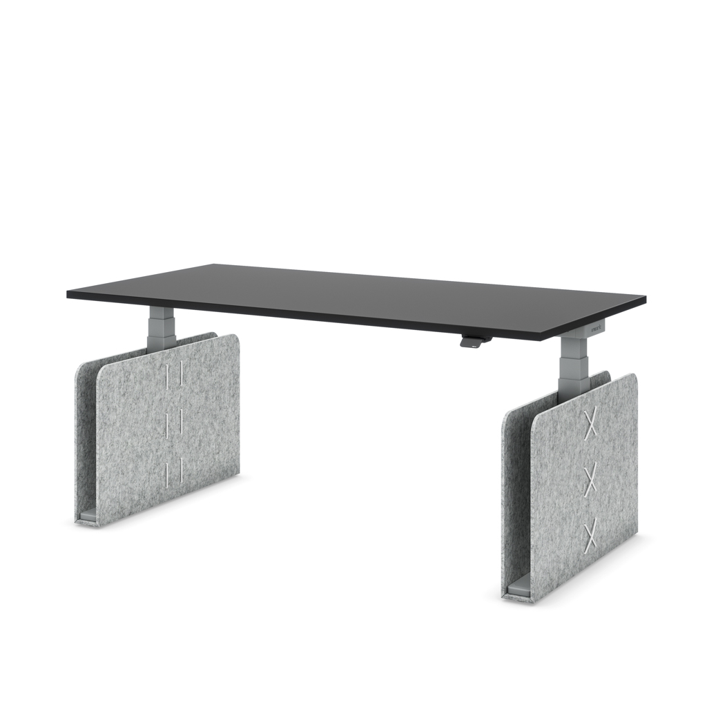 Masterlift Flex höhenverstellbarer Schreibtisch quadratisch Filz Edition Rechteck Hellgrau Schwarz/Silber