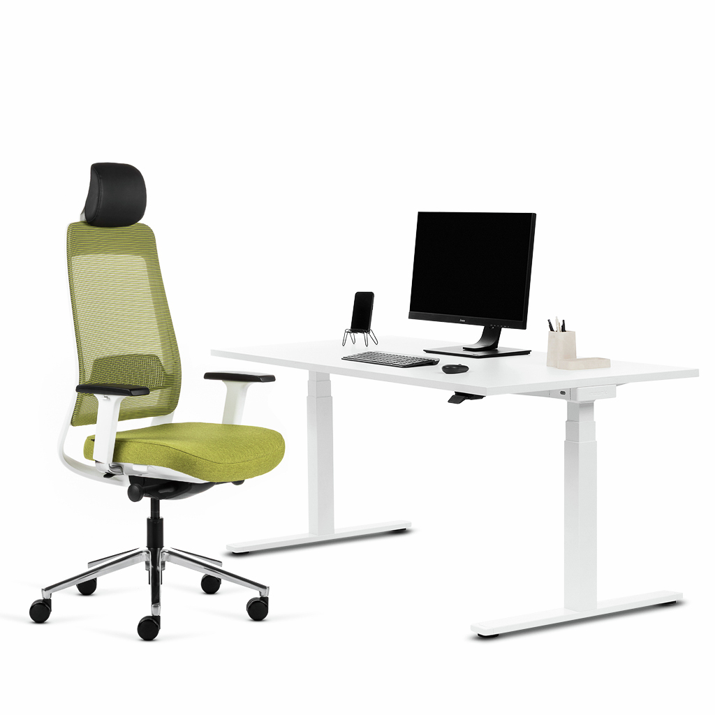 Inwerk Teamo® Original Plus - Bürostuhl mit Kopfstütze, Weiß/Grün