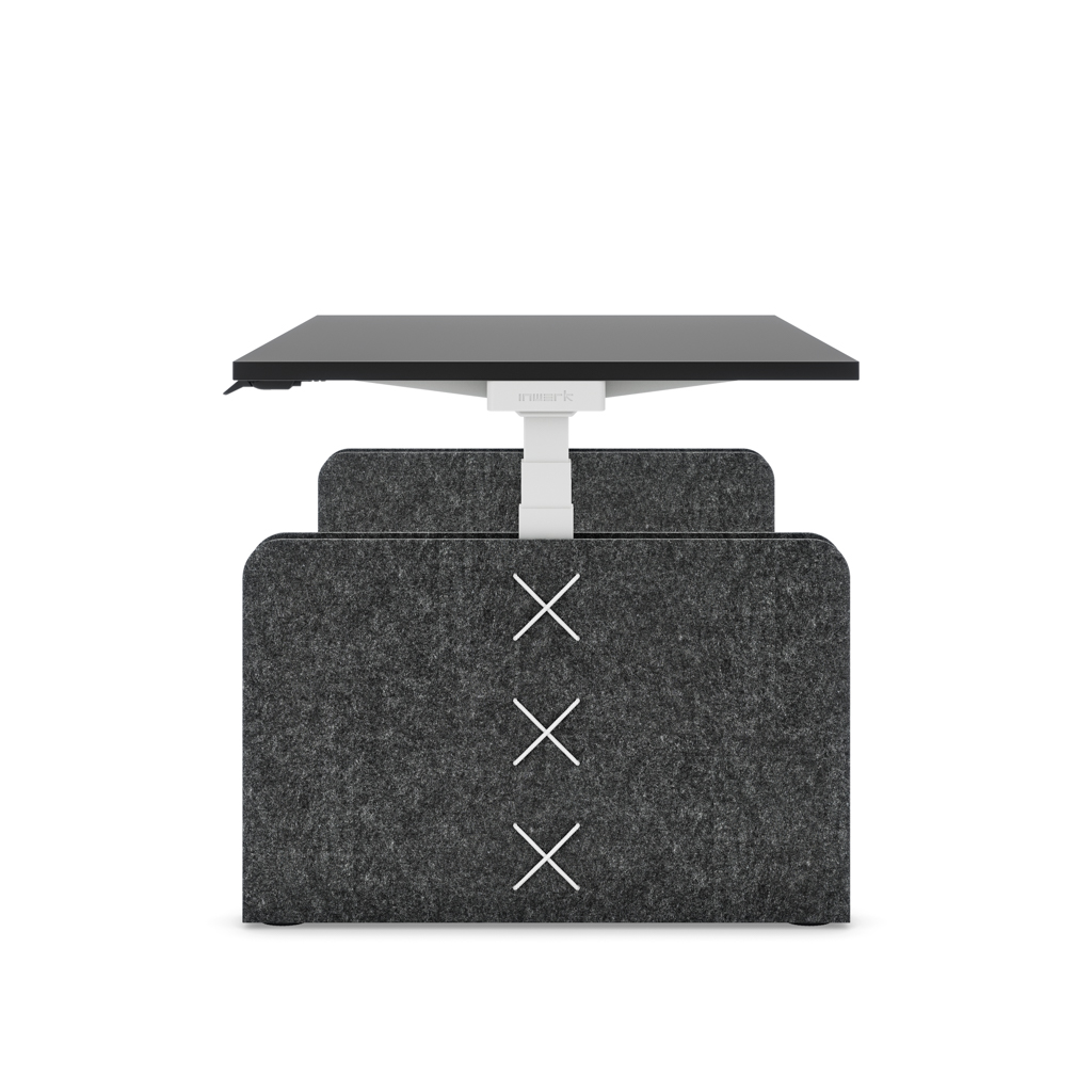 Höhenverstellbarer Schreibtisch Masterlift® Flex Akustix®-Edition, Rechteck Dunkelgrau, Schwarz Dekor/Weiss 200x80