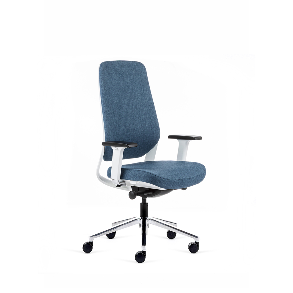 Teamo® Plush - Ergonomischer Bürostuhl, Vollpolster, Weiss/Blau
