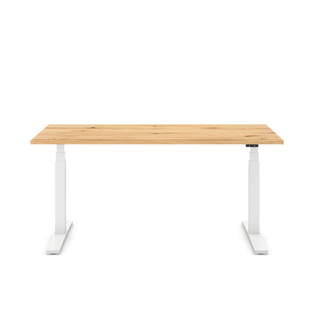 Höhenverstellbarer Schreibtisch Imperio® Lift Q2 Eiche Massivholz/Weiss 180x80