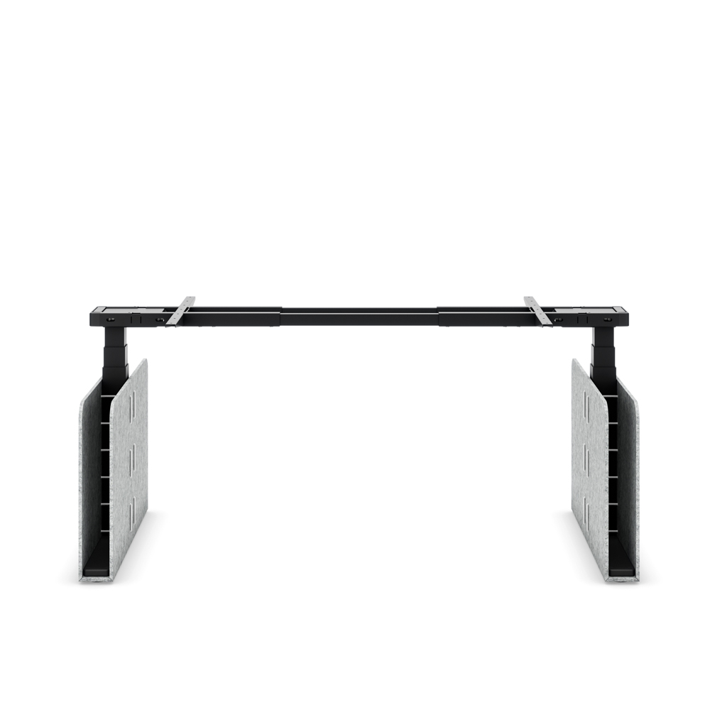 Masterlift® Flex höhenv. Schreibtisch-Gestell quadratisch Filz Edition Rechteck Hellgrau Schwarz