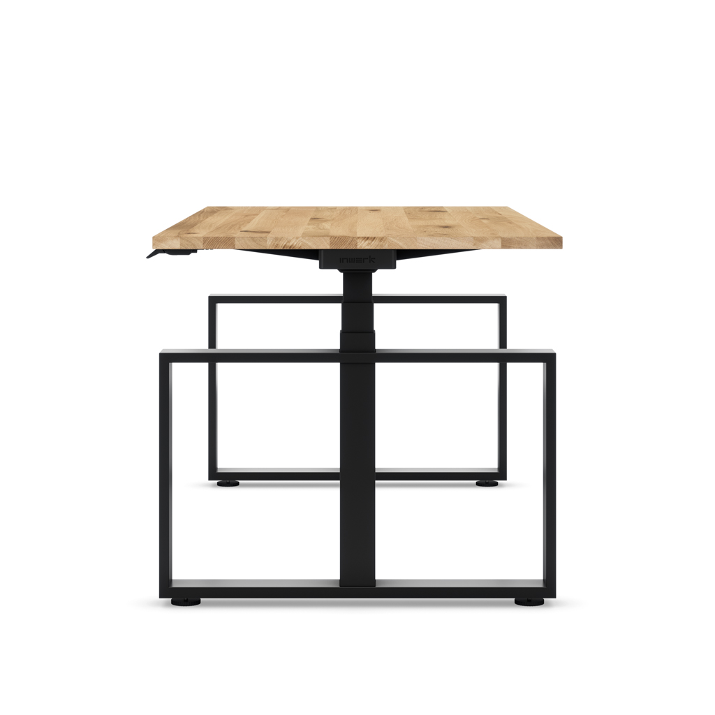 Masterlift® Flex höhenverstellbarer Schreibtisch Loop Stahl Edition Rechteck Eiche Massivholz/Schwarz 160x80