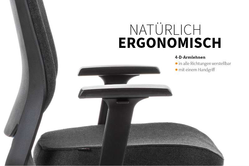 Teamo® Plush - Ergonomischer Bürostuhl, Vollpolster, Schwarz