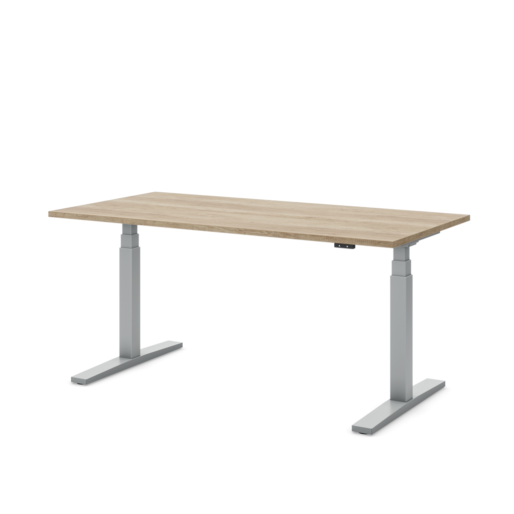 Höhenverstellbarer Schreibtisch Imperio Lift Q2 Eiche Dekor/Silber 180x80