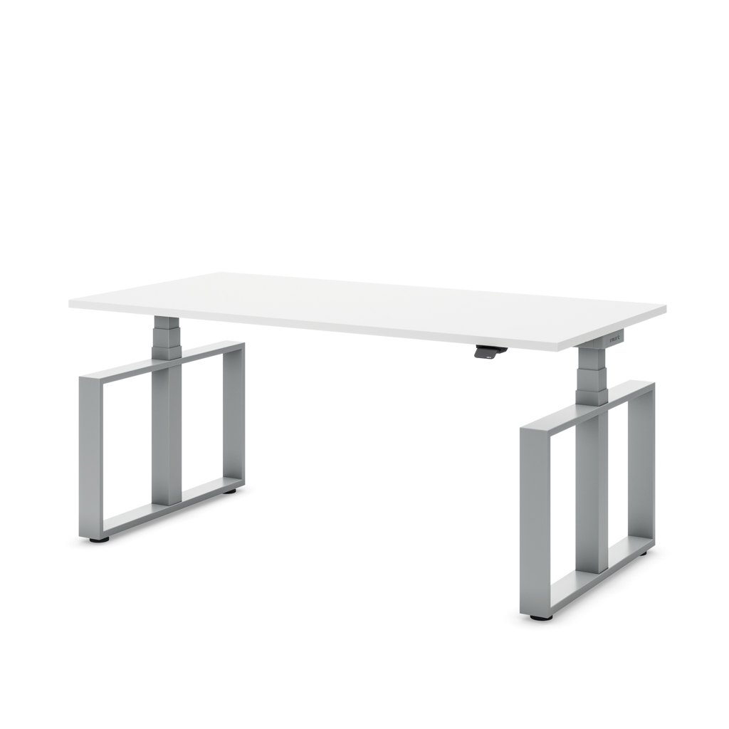 Masterlift Flex höhenverstellbarer Schreibtisch Loop Stahl Edition Rechteck Weiß Dekor/Silber 120x80