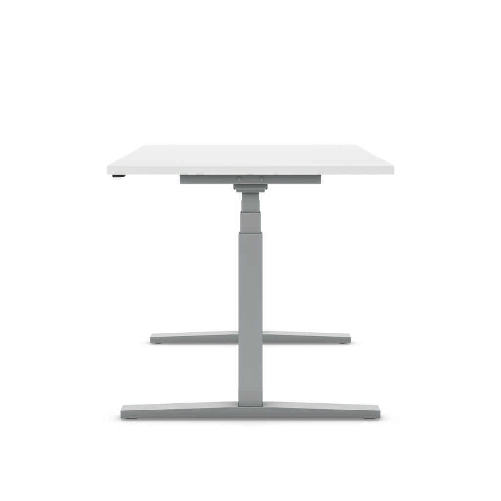 Höhenverstellbarer Schreibtisch Imperio® Lift Q2 Weiss Dekor/Silber 160x80