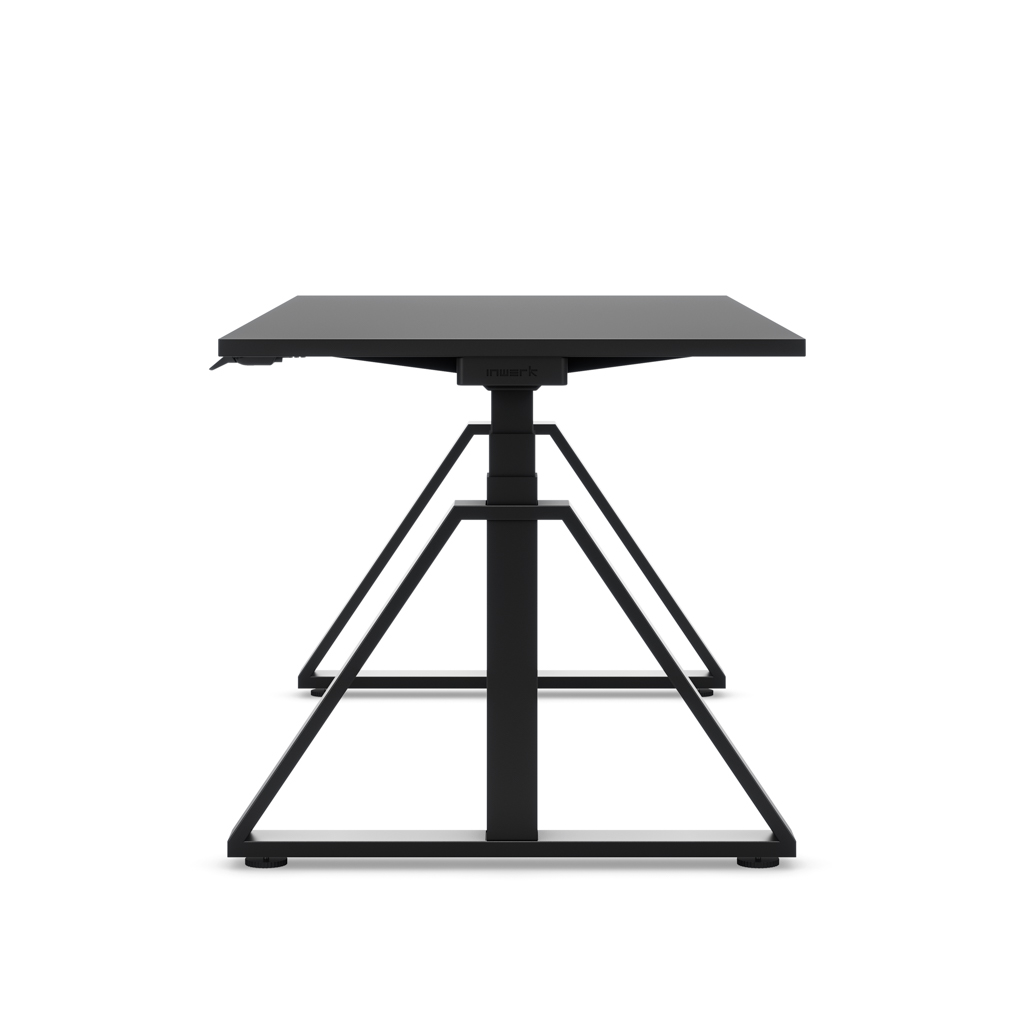 Höhenverstellbarer Schreibtisch Masterlift® Flex Loop-Edition, Stahl Trapez, Schwarz Dekor/Schwarz 120x80