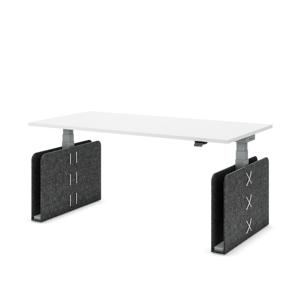 Masterlift Flex höhenverstellbarer Schreibtisch quadratisch Filz Edition Rechteck Dunkelgrau Weiß Dekor/Silber 200x80