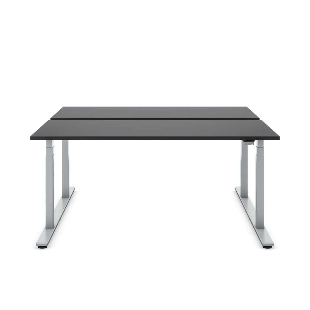 Höhenverstellbarer Team-Schreibtisch Masterlift® Flex Light, Schwarz/Silber 120x80