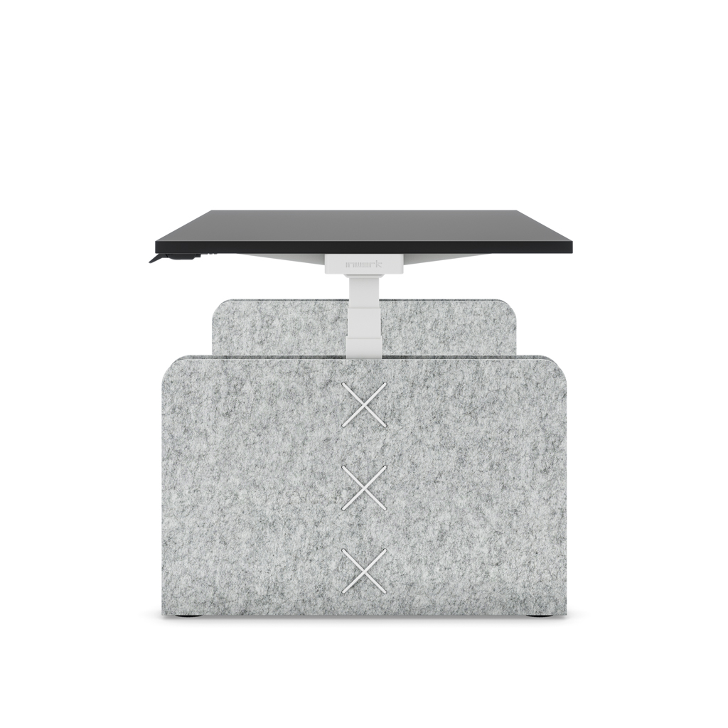 Höhenverstellbarer Schreibtisch Masterlift® Flex Akustix®-Edition, Rechteck Hellgrau, Schwarz Dekor/Weiss 180x80