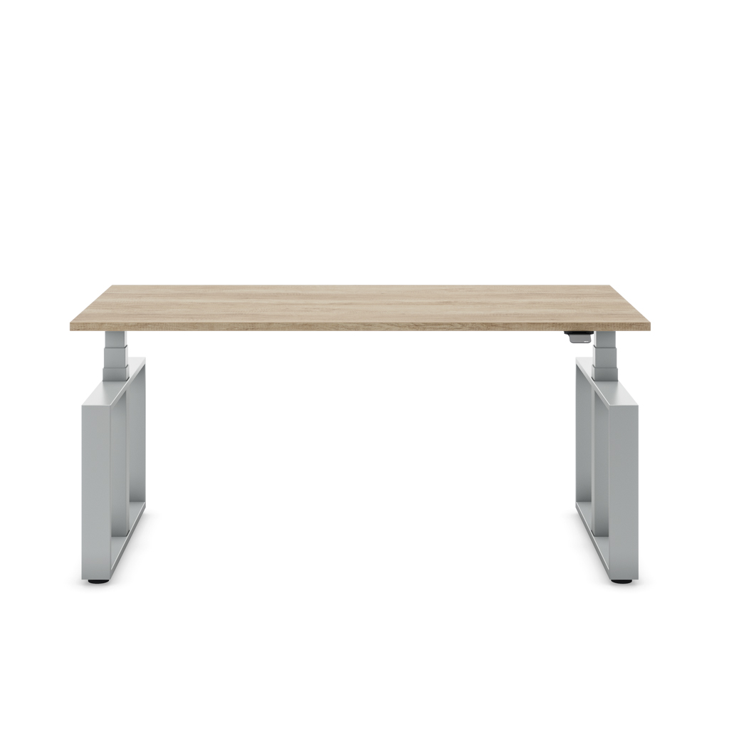 Masterlift® Flex höhenverstellbarer Schreibtisch Loop Stahl Edition Rechteck Eiche Dekor/Silber 160x80