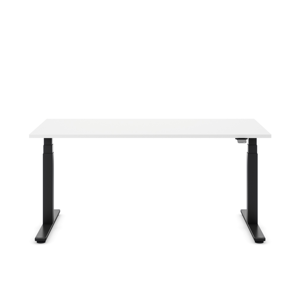 Höhenverstellbarer Schreibtisch Masterlift® Flex Basic, Weiss Dekor/Schwarz 180x80