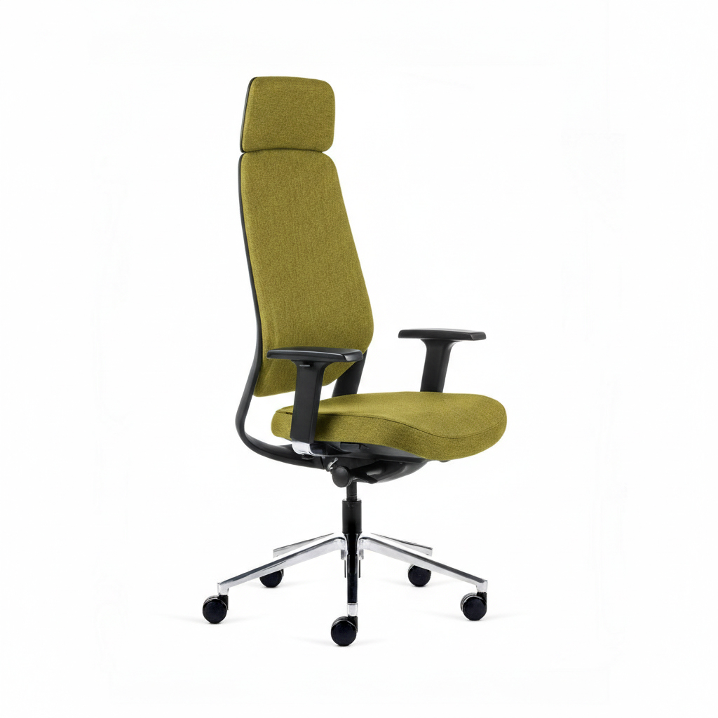 Teamo® Plush Plus - Ergonomischer Bürostuhl mit Kopfstütze, Vollpolster, Schwarz/Grün