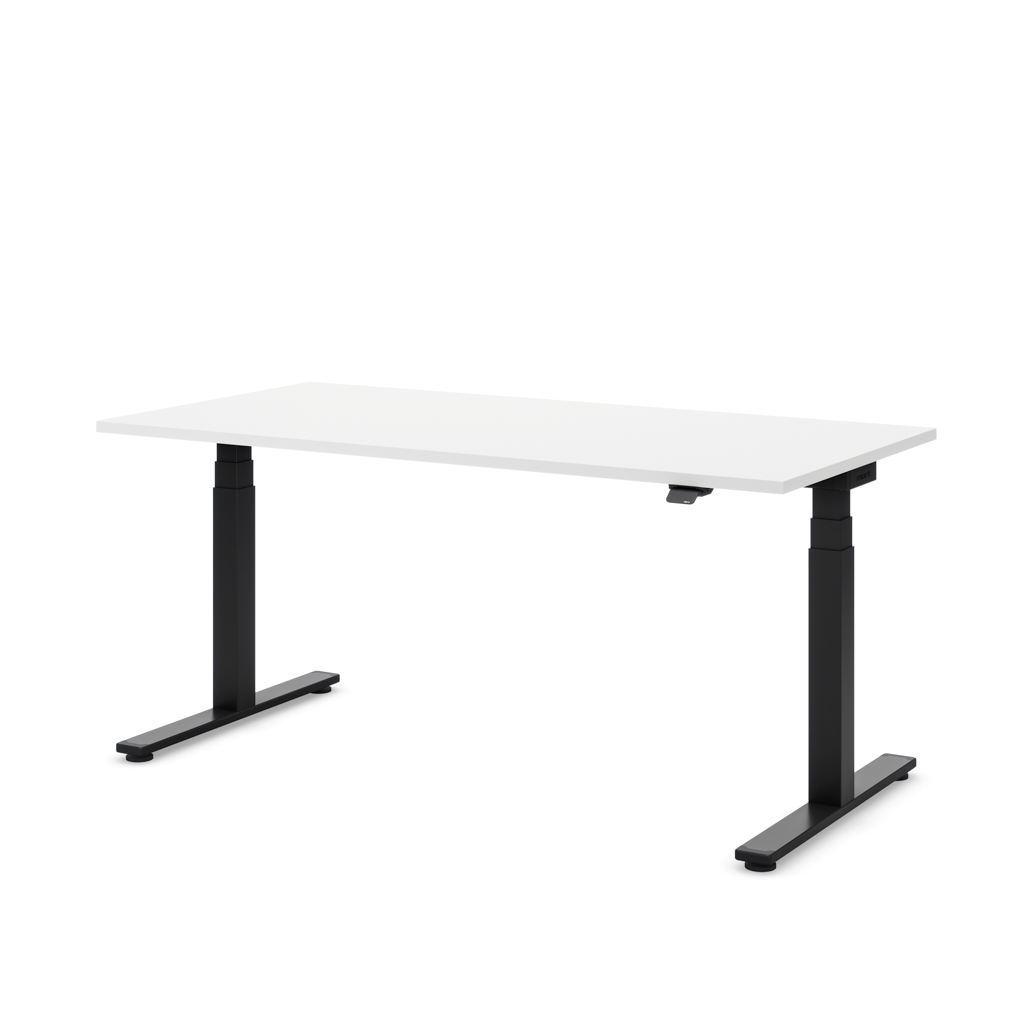 Masterlift Flex höhenverstellbarer Schreibtisch T-Fuß quadratisch Weiß Dekor/Schwarz 200x80