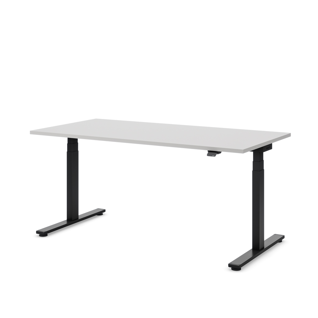Höhenverstellbarer Schreibtisch Masterlift® Flex Light, Lichtgrau Dekor/Schwarz 180x80