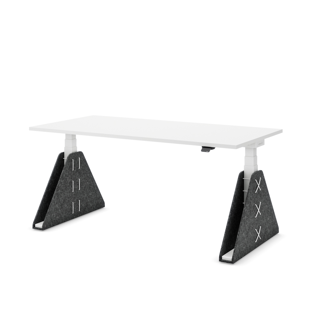 Masterlift Flex höhenverstellbarer Schreibtisch quadratisch Filz Edition Trapez Dunkelgrau Weiß Dekor/Weiß 200x80
