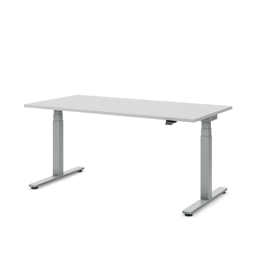 Höhenverstellbarer Schreibtisch Masterlift® Flex Basic, Lichtgrau Dekor/Silber 160x80