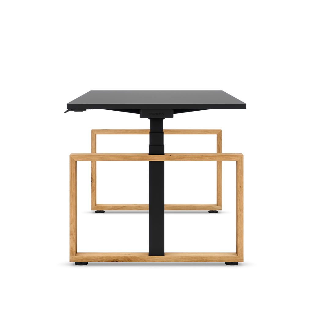 Höhenverstellbarer Schreibtisch Masterlift® Flex Loop-Edition, Holz Rechteck, Schwarz Dekor/Schwarz 160x80