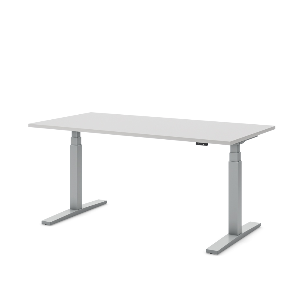 Höhenverstellbarer Schreibtisch Imperio Lift Q2 Lichtgrau Dekor/Silber 180x80
