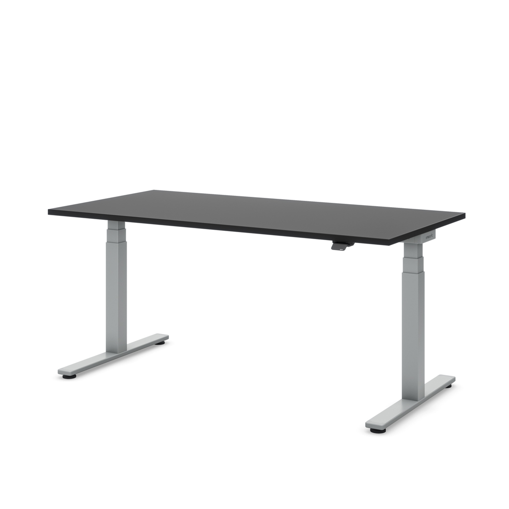 Masterlift Flex höhenverstellbarer Schreibtisch T-Fuß quadratisch Schwarz Dekor/Silber 200x80
